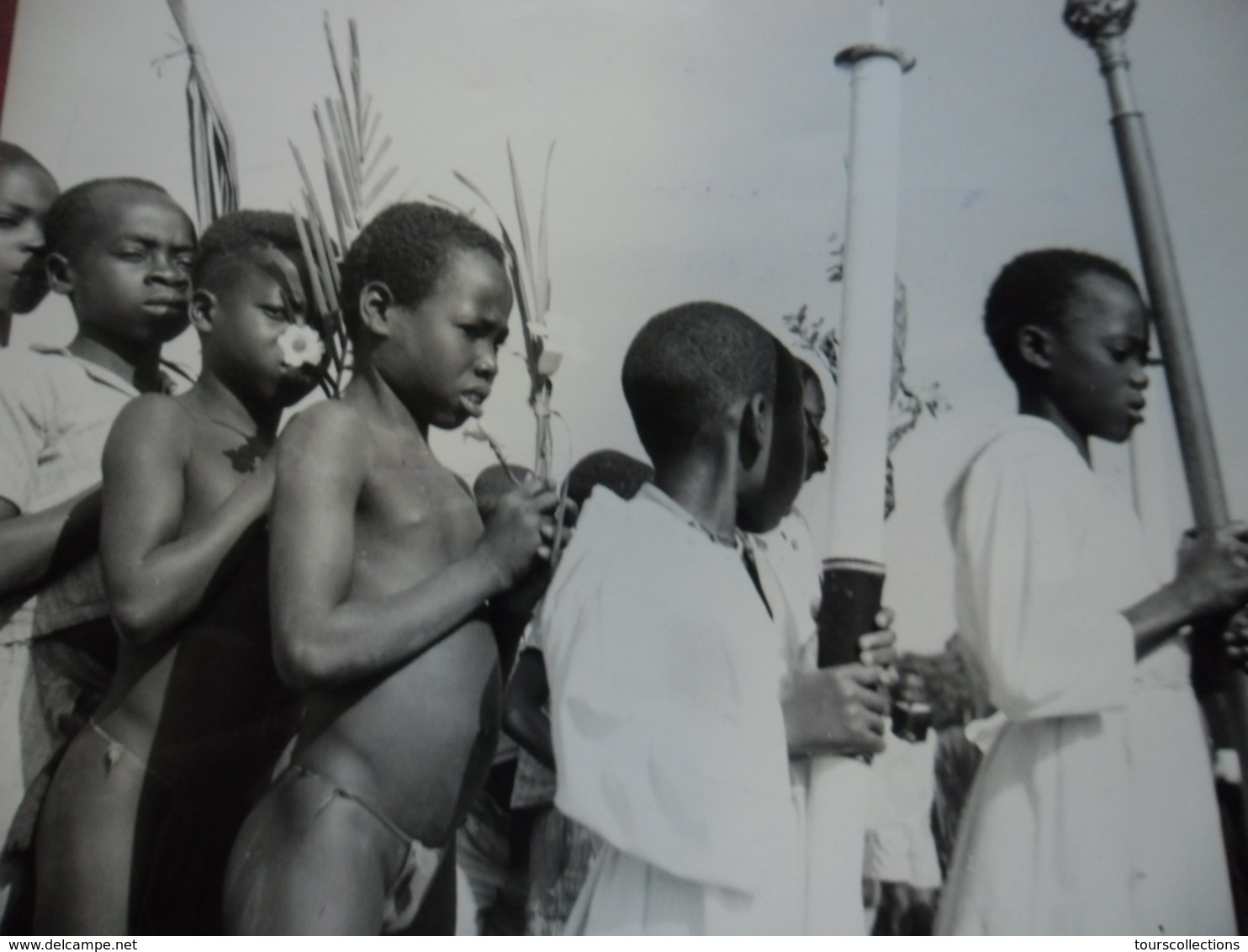 PHOTO A.E.F Moyen Congo Centrafrique à BERBERATI Fête Des Rameaux Enfants De Coeur @ 18 Cm X 12,8 Cm - Afrique