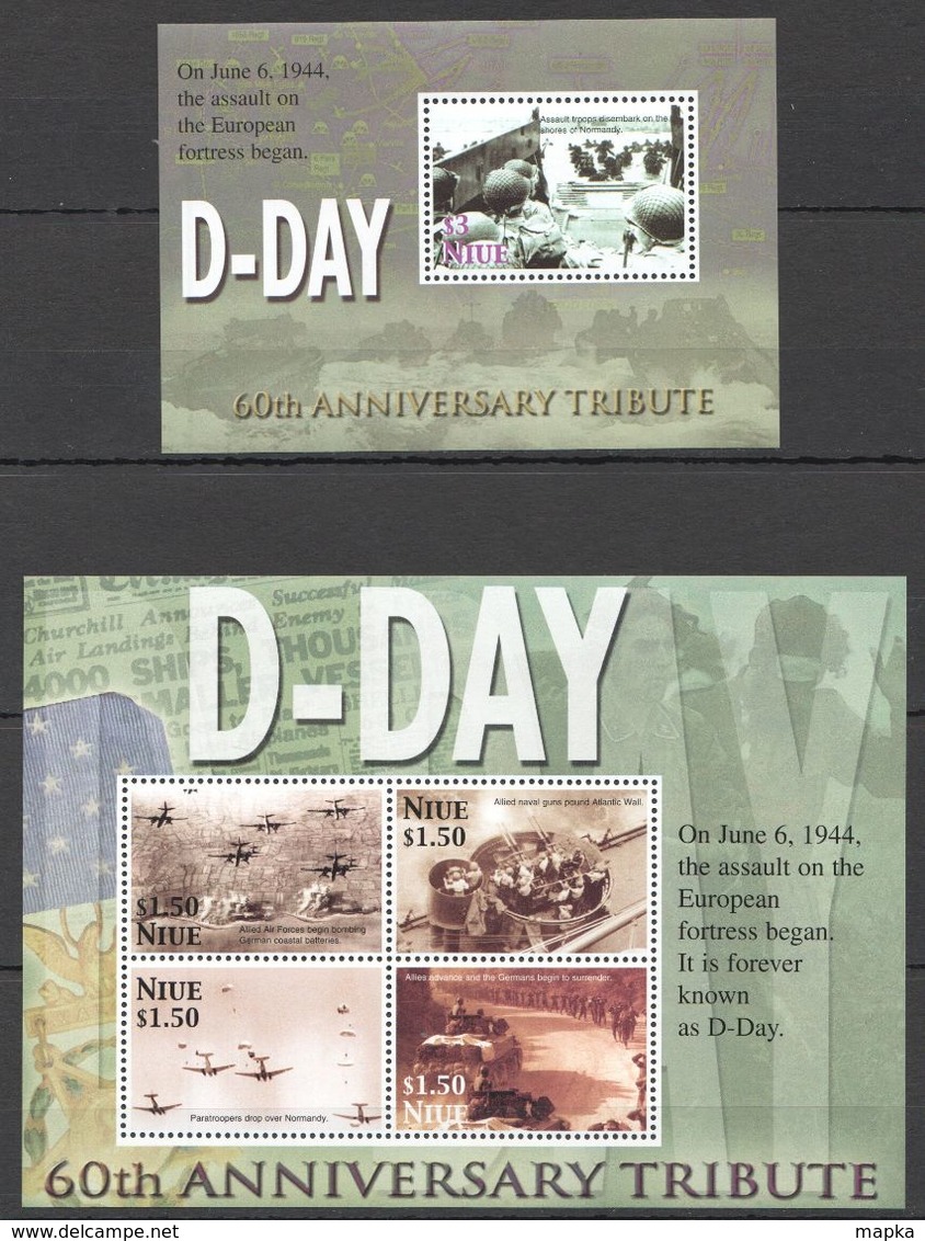 B929 NIUE D-DAY 60TH ANNIVERSARY 1KB+1BL MNH - 2. Weltkrieg