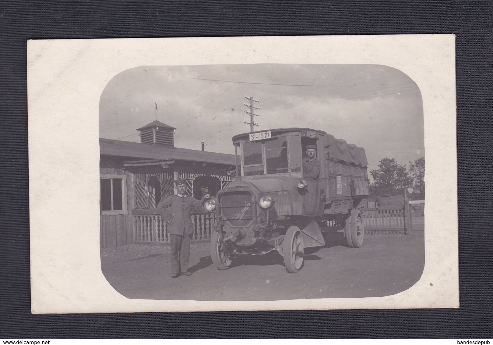 Carte Photo  Militaria Guerre 14-18 Deutsche Armee Camion Daimler Cf Texte Verso Noms Leipzig  Lemberg Ryalistok ... - War 1914-18