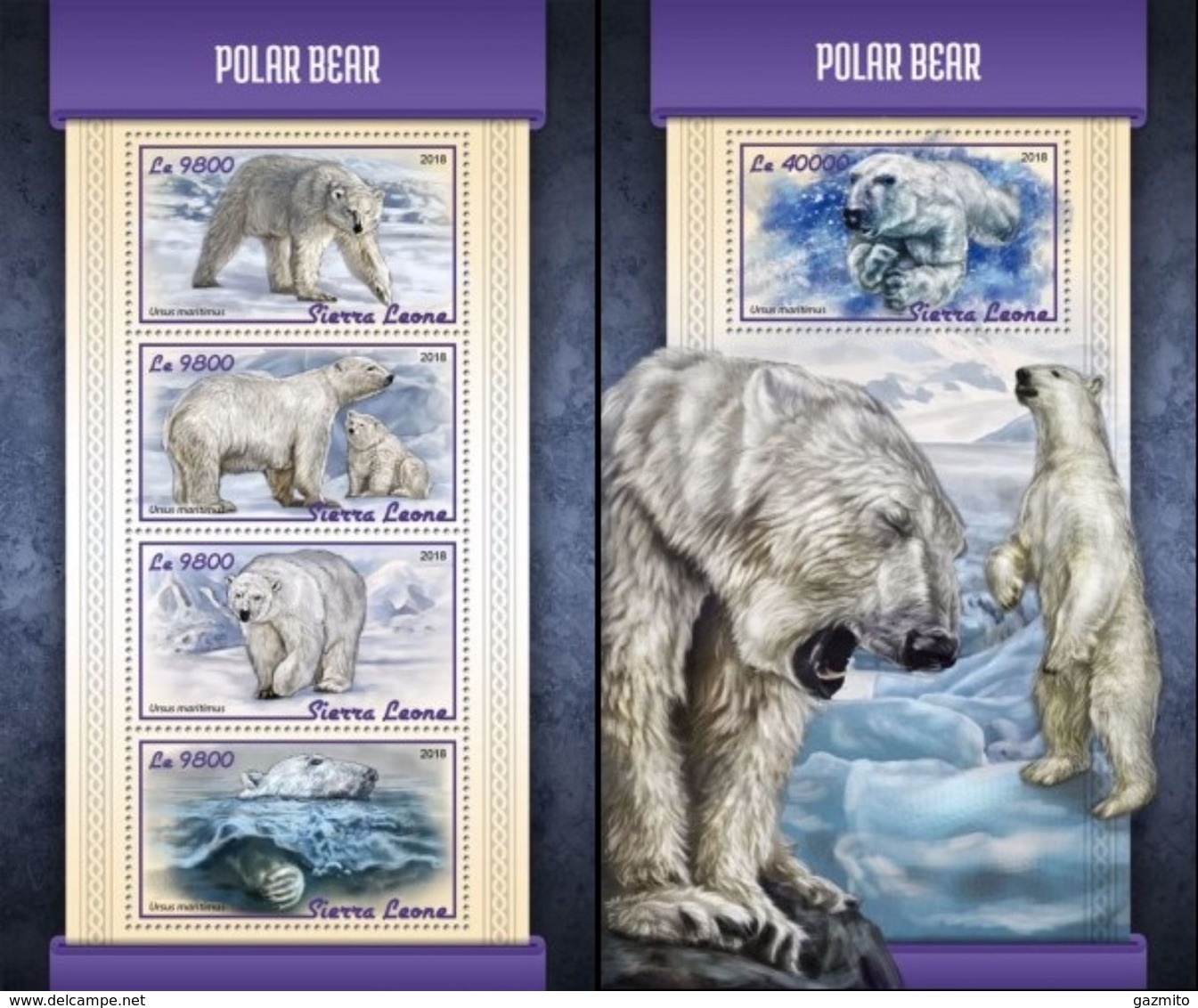 Sierra Leone 2018, Animals, Polar Bears, 4val In BF +BF - Arctic Tierwelt