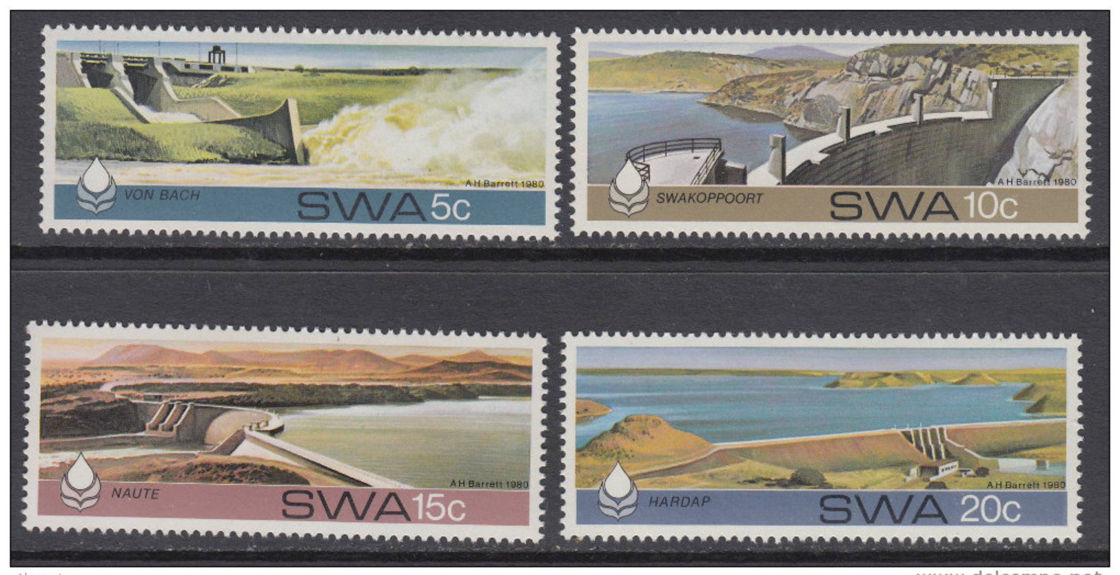 D90819 South West Africa 1980 ENGINEERING DAMS MNH Set  - SWA Namibia Namibie Sudwes Afrika - Namibië (1990- ...)