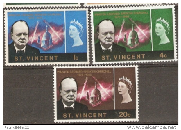 St Vincent 1966  SG 246-8  Churchill Part Set Mounted Mint - St.Vincent (...-1979)