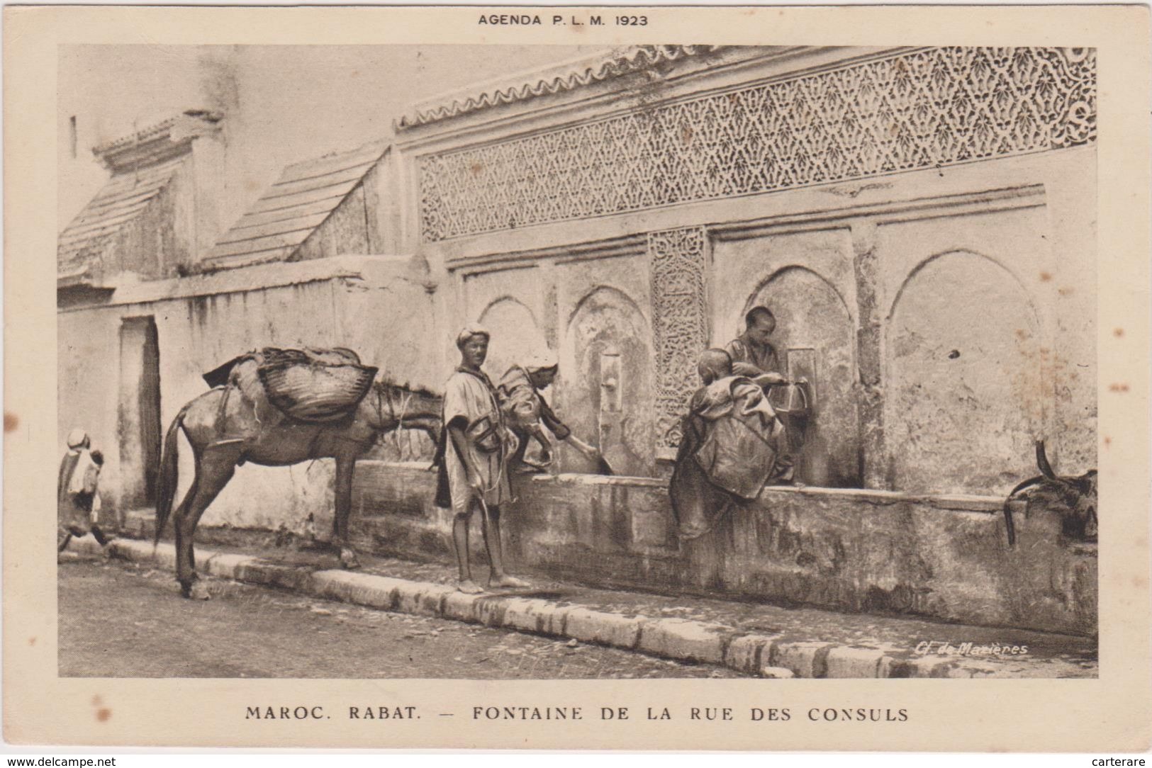 Afrique,MAROC,rabat,FONTA INE DE LA RUE DES CONSULS,agenda PLM 1923,et Barreau - Rabat