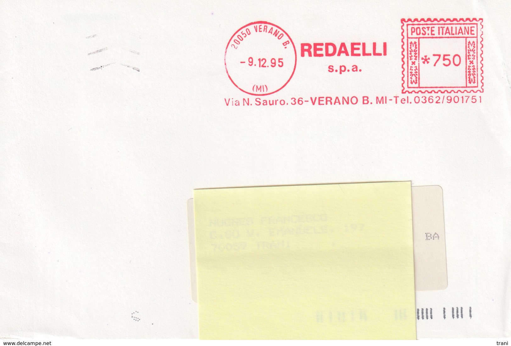 REDAELLI - VERANO B. - Anno 1995 - Macchine Per Obliterare (EMA)