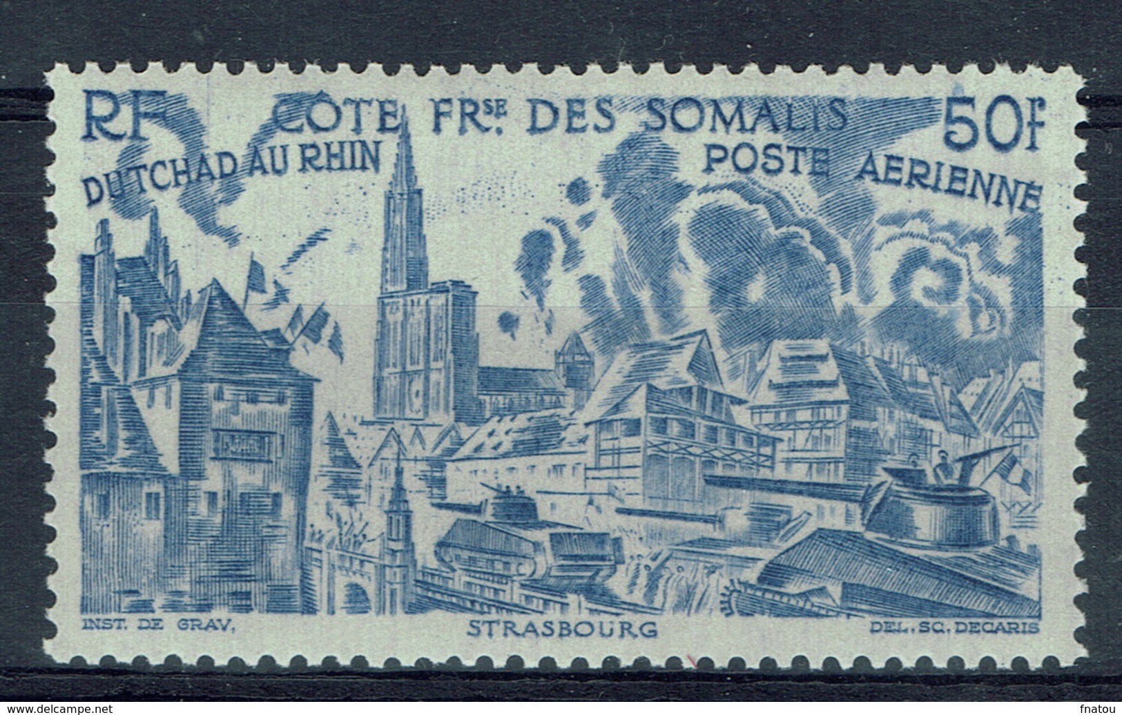 French Somali Coast, "Chad To Rhine", 50f., 1946, MNH VF  Airmail - Neufs