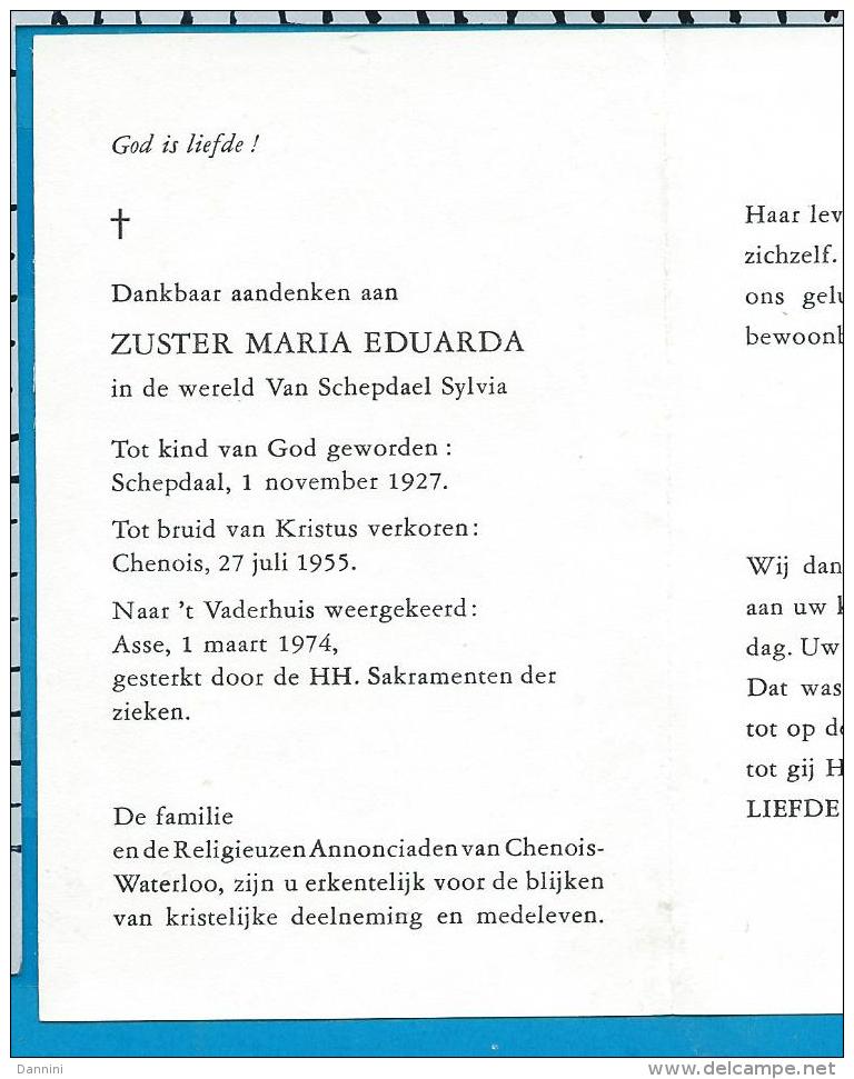 Bp   Zuster    Van Schepdael   Schepdaal   Chenois - Devotion Images