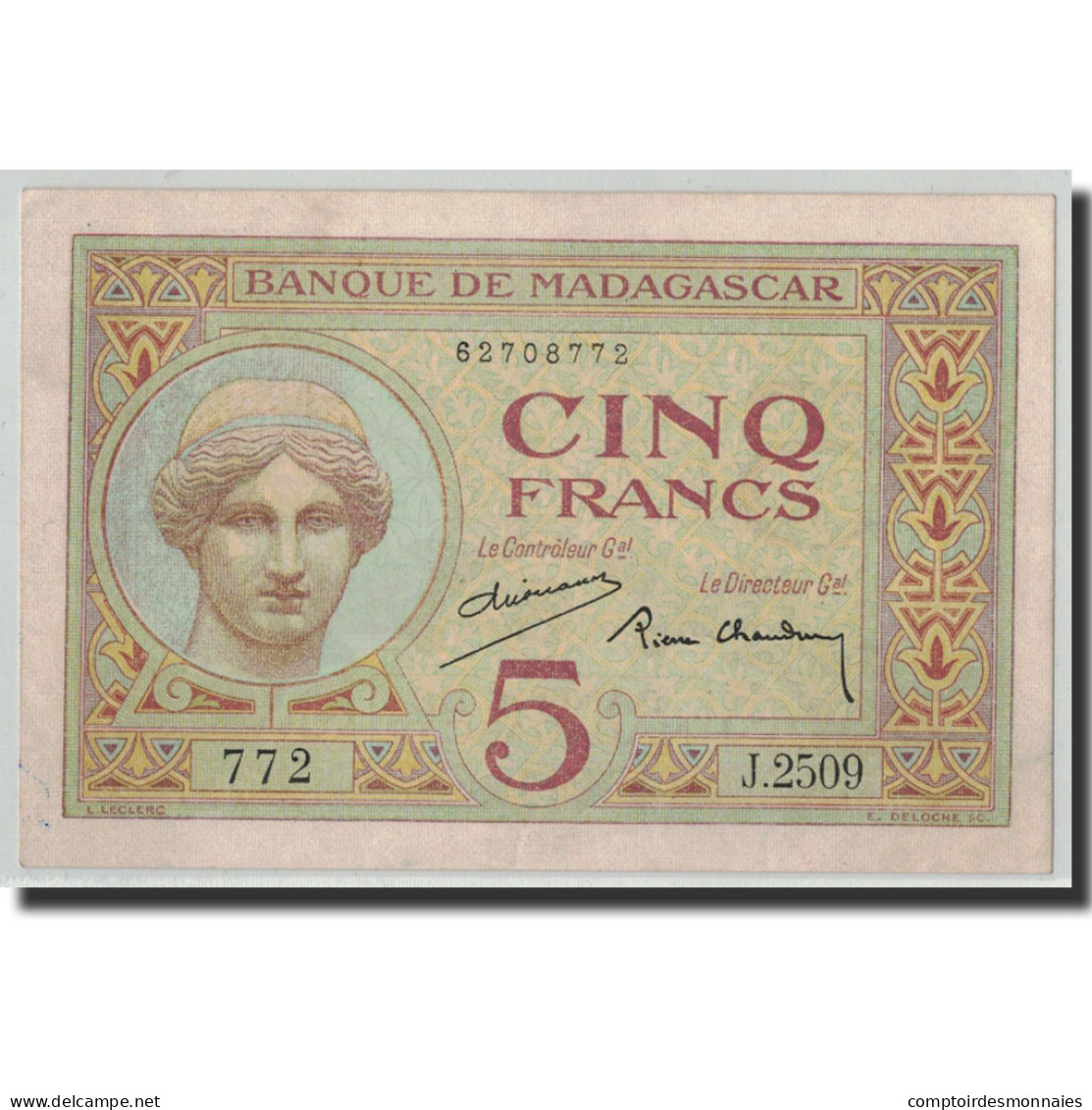 Billet, Madagascar, 5 Francs, Undated (ca.1937), KM:35, SUP+ - Madagascar