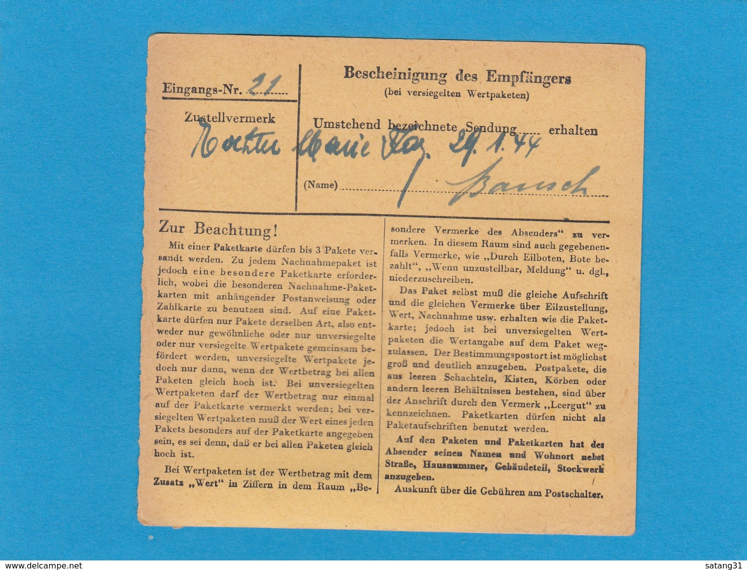 PAKETKARTE VON LUXEMBURG-BONNEWEG NACH WILZ. - 1940-1944 Deutsche Besatzung