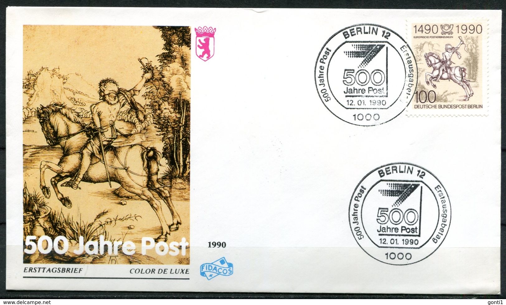 First Day Cover Germany Berlin 1990 Mi.Berlin Nr.860"500 Jahre Post,Intern.Postverbindungen,Postreiter " 1 FDC - Sonstige & Ohne Zuordnung