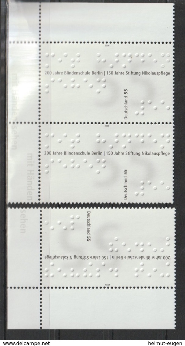 Dienst Am Nächsten (VI): Mit Händen Sehen; Blindenschule Berlin, Stiftung Nikolauspflege.  / MiNr.: 2525 / 3 Marken - Unused Stamps