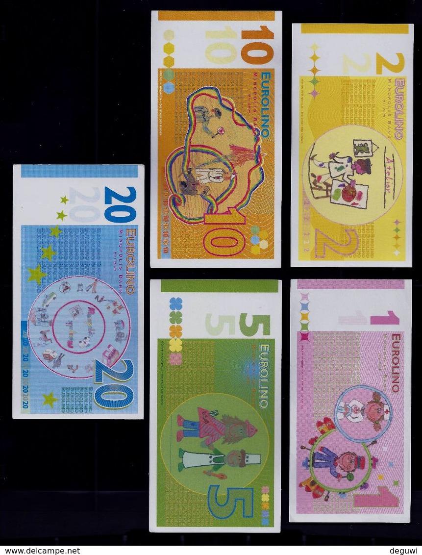 EURO-Note Set "minopolis, Wien,  1 - 20 EUROLINO", Typ B, RRRRR, UNC -, Canceled - Oesterreich