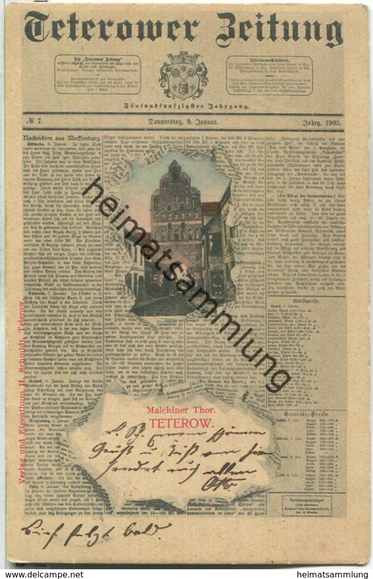 Teterow - Teterower Zeitung - Malchiner Thor - Verlag H. Schmidt Teterow - Teterow