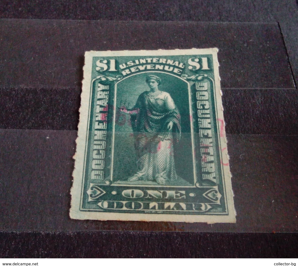 RARE 1 $ DOLLAR US REVENUE DOCUMENTARY 1899 RED SEAL WMK UNUSED STAMP TIMBRE - Dagbladzegels