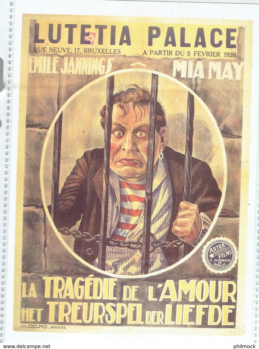 CP - Ancienne Affiche Publicitaire De Film La Tragédie De L'Amour En 1926 - Ciné Lutécia Palace - Bruxelles - Affiches Sur Carte