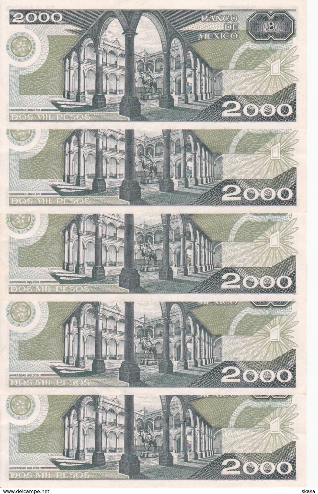 Billet Mexique 2000 Pesos 1989, Pick 86, TTB+ VF+, Pli Central - Mexique