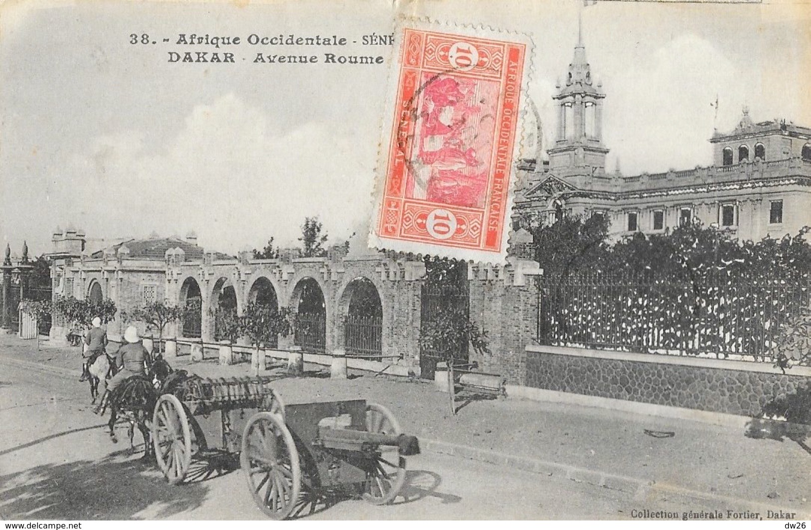 Afrique Occidentale - Sénégal, Dakar - Avenue Roume - Canon Tiré Par Un Cheval - Collection Fortier - Sénégal