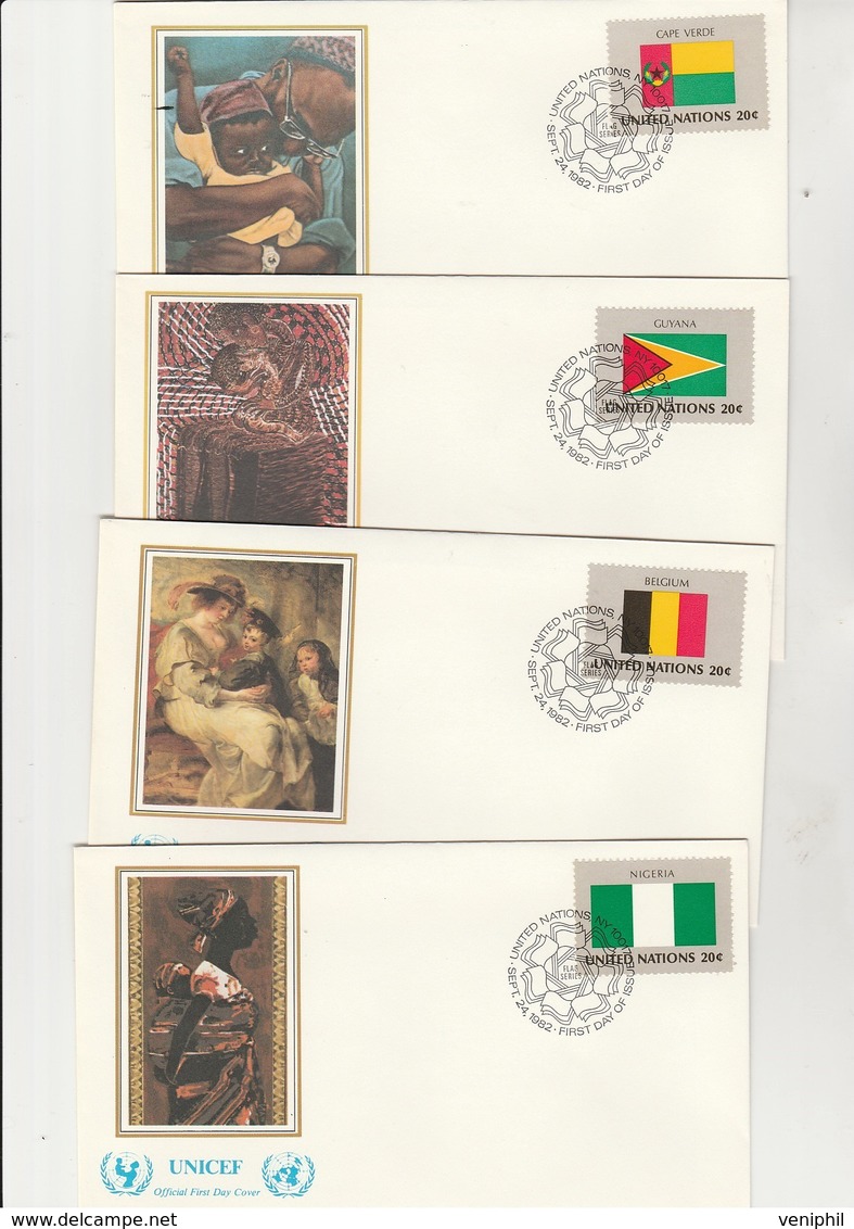 NATIONS-UNIES - NEW-YORK -SERIE N° 365 A 380  SUR 16 LETTRES FDC - ANNEE 1982 - FDC