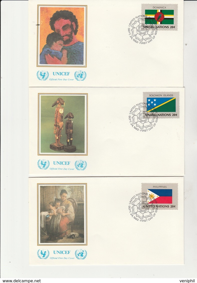 NATIONS-UNIES - NEW-YORK -SERIE N° 365 A 380  SUR 16 LETTRES FDC - ANNEE 1982 - FDC