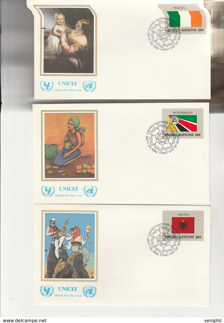 NATIONS-UNIES - NEW-YORK -SERIE N° 365 A 380  SUR 16 LETTRES FDC - ANNEE 1982 - FDC