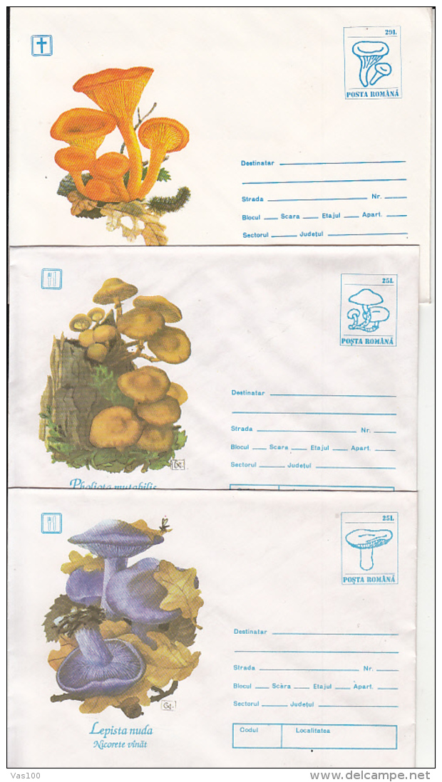 MUSHROOMS, COVER STATIONERY, ENTIER POSTAL, 15X, 1993, ROMANIA - Champignons