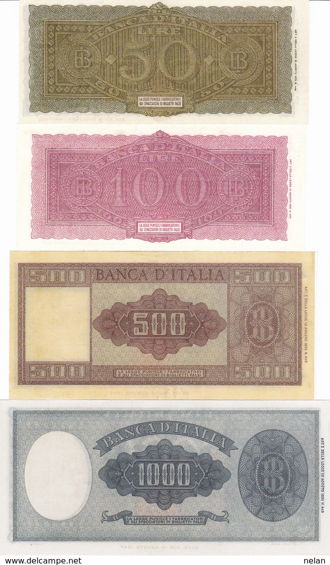 ITALY-50,100,500 1000 LIRE -UNC-FDS-COPY-RIPRODUZIONE - Collezioni