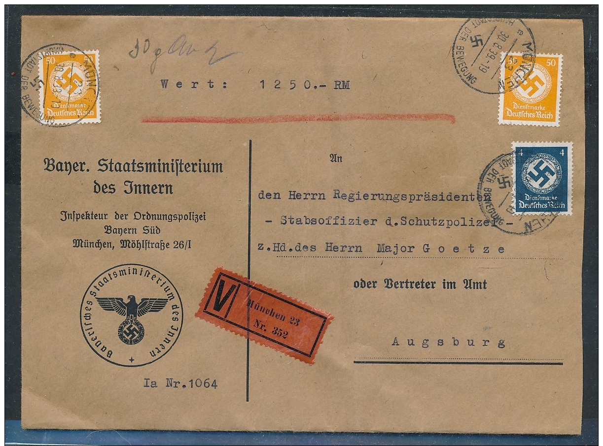 D.-Reich -Wert+Dienst  -Beleg ....   (ze8039 ) Siehe Scan - Briefe U. Dokumente