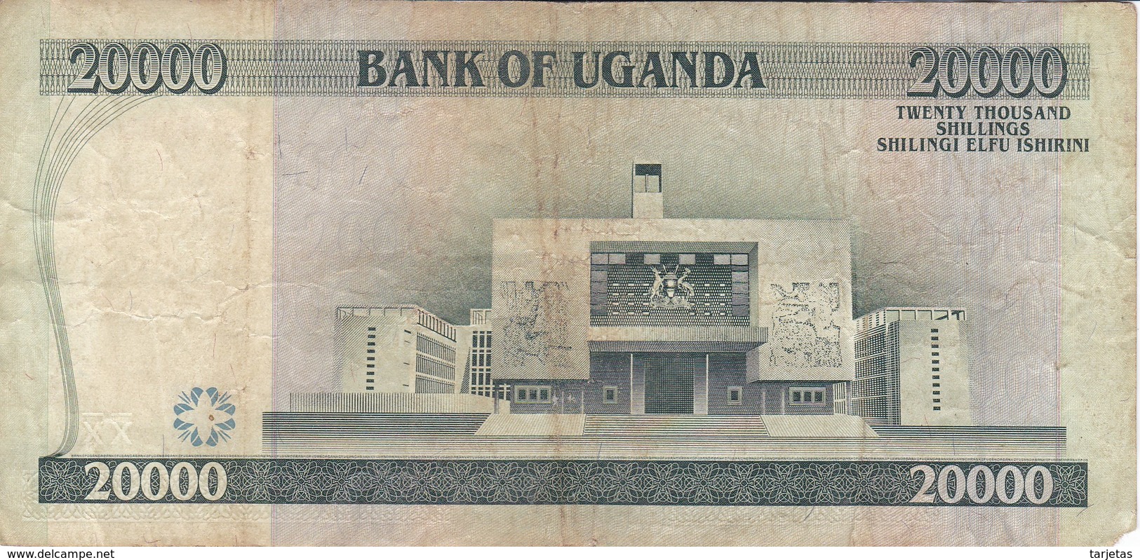 BILLETE DE UGANDA DE 20000 SHILLINGS DEL AÑO 2004 (GRULLA CORONADA) (BANKNOTE) - Uganda