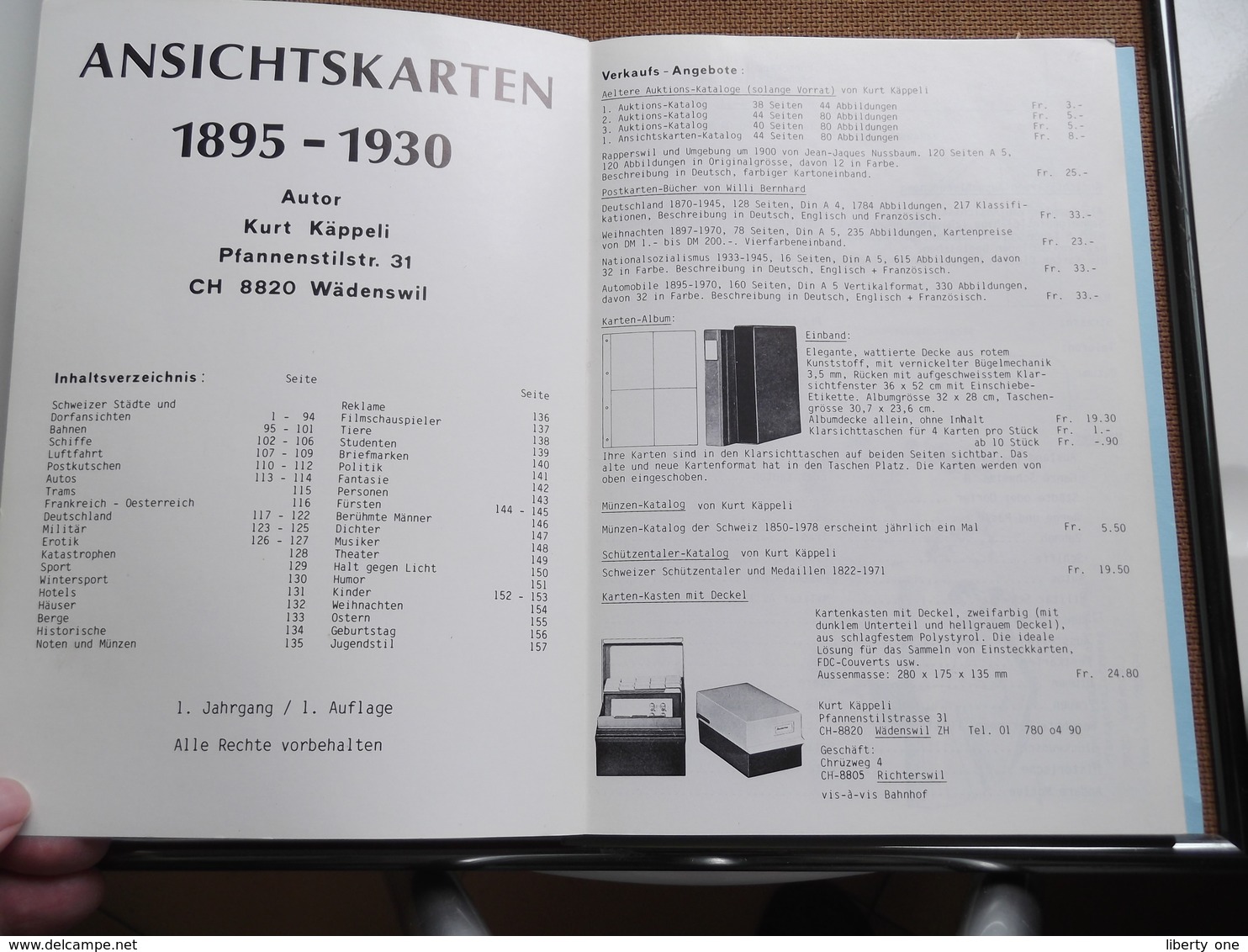 ANSICHTSKARTEN 1895 - 1930 ( Autor Kurt Käppeli Wädenswil Suisse ) 1979 ( 15 X 21 Cm. - 280 Gr. ) SCHWEIZER ! - Books & Catalogs
