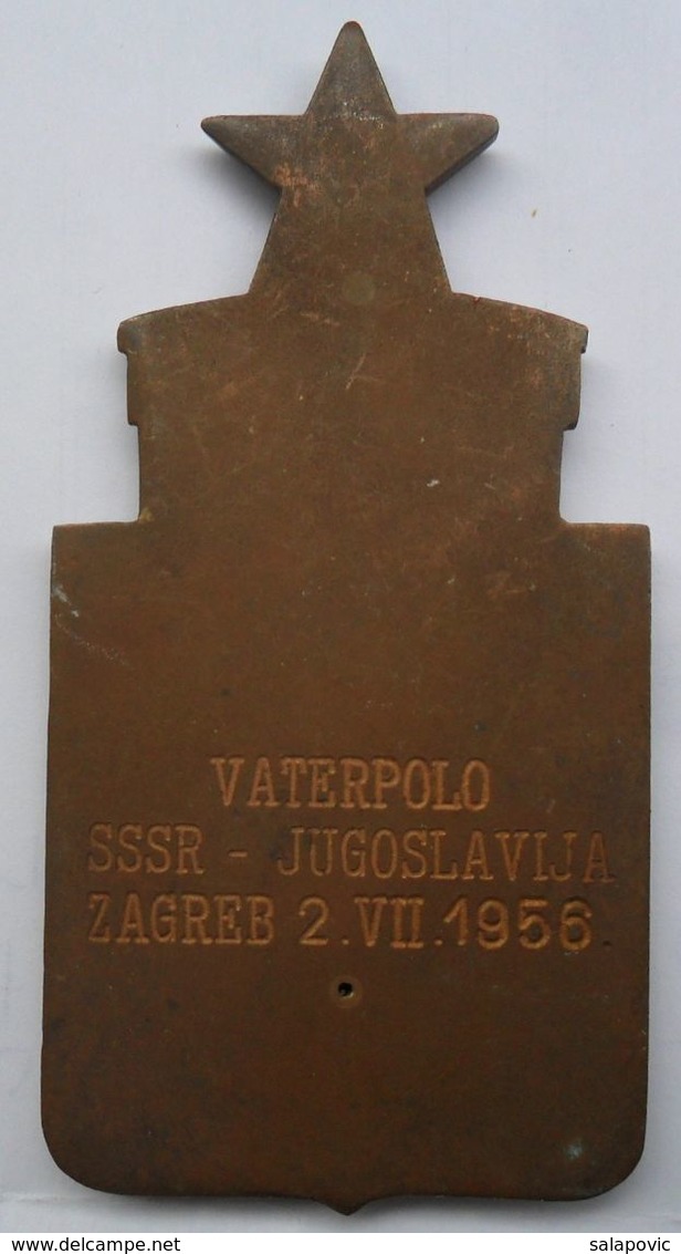 WATER POLO, VATERPOLO SSSR - JUGOSLAVIJA, ZAGREB 2.7.1956  PLAQUE PLIM - Nuoto