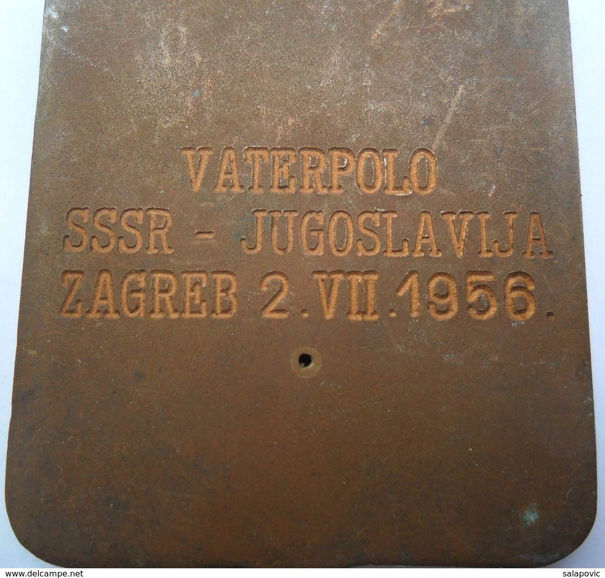 WATER POLO, VATERPOLO SSSR - JUGOSLAVIJA, ZAGREB 2.7.1956  PLAQUE PLIM - Natación