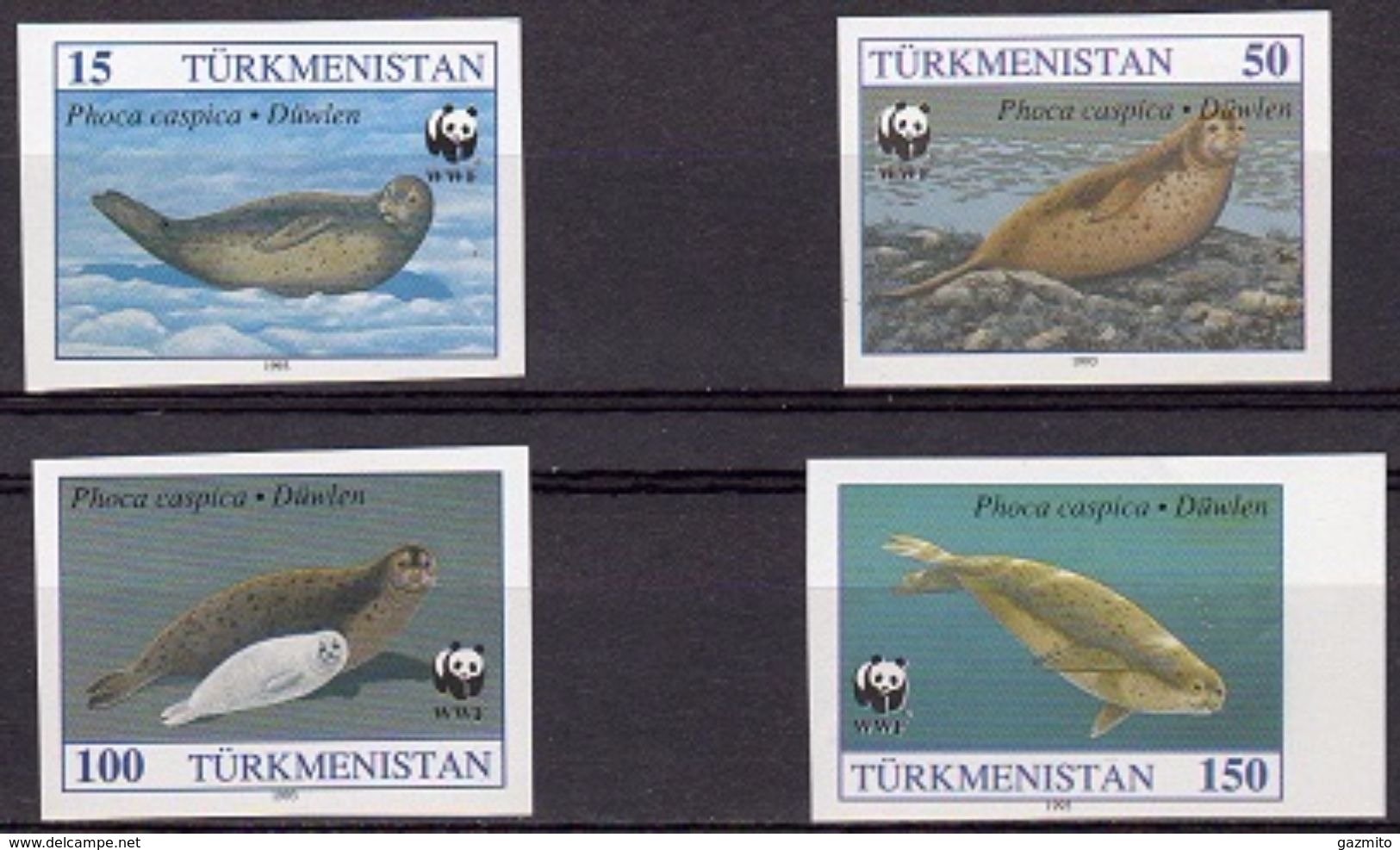 Turkmenistan 1993, WWF, Phoca Monaca, 4val IMPERFORATED - Turkmenistan