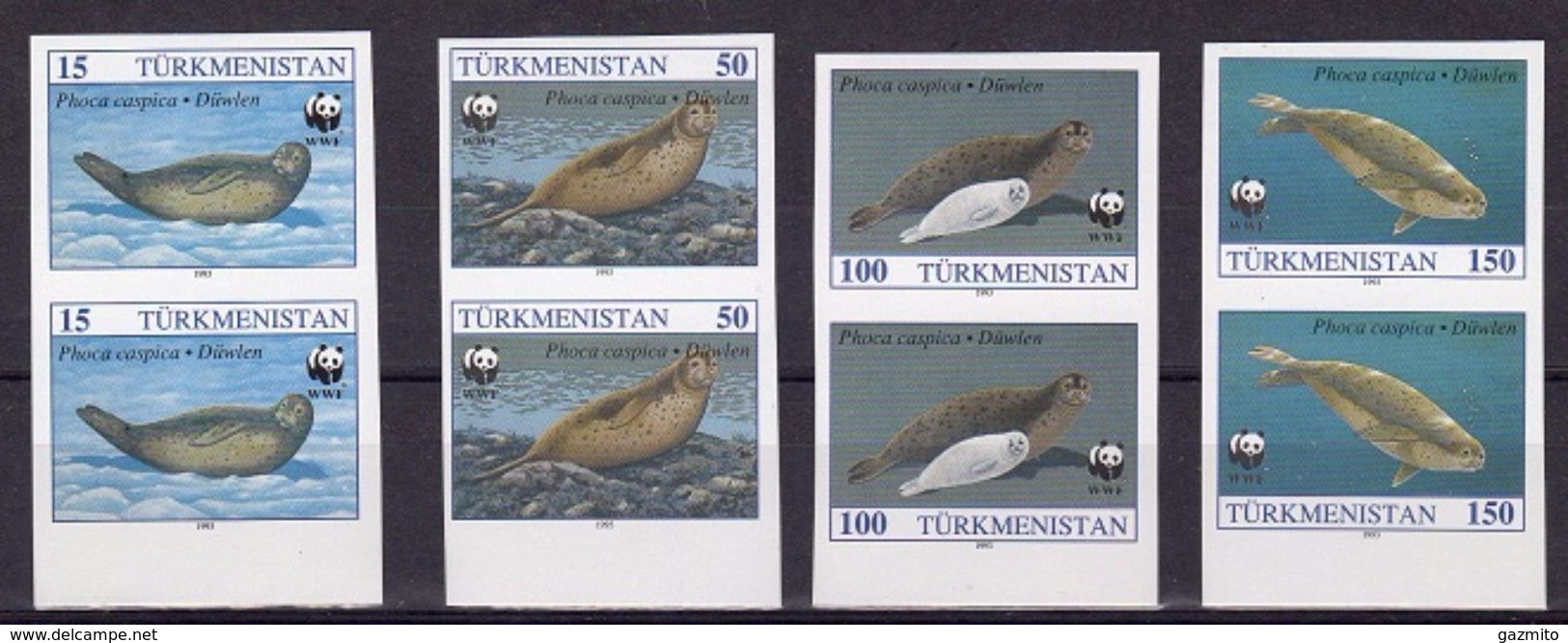 Turkmenistan 1993, WWF, Phoca Monaca, 4val X2 IMPERFORATED - Turkmenistán