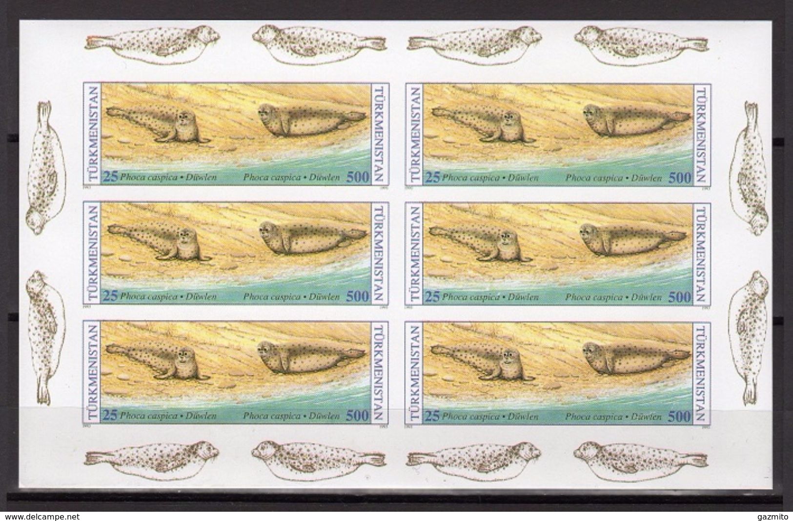 Turkmenistan 1993, WWF, Phoca Monaca, Sheetlet IMPERFORATED - Turkmenistán