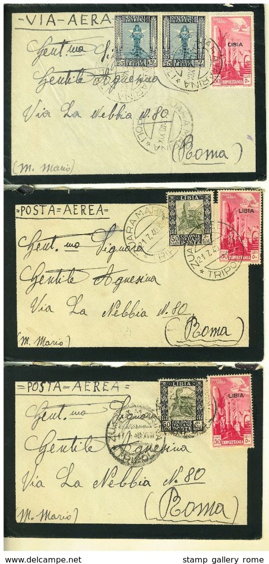 LIBIA  - LOTTO DI 6 LETTERE LISTATE A LUTTO ANNO 1940 DA ZUARA MARINA PER ROMA - Libia