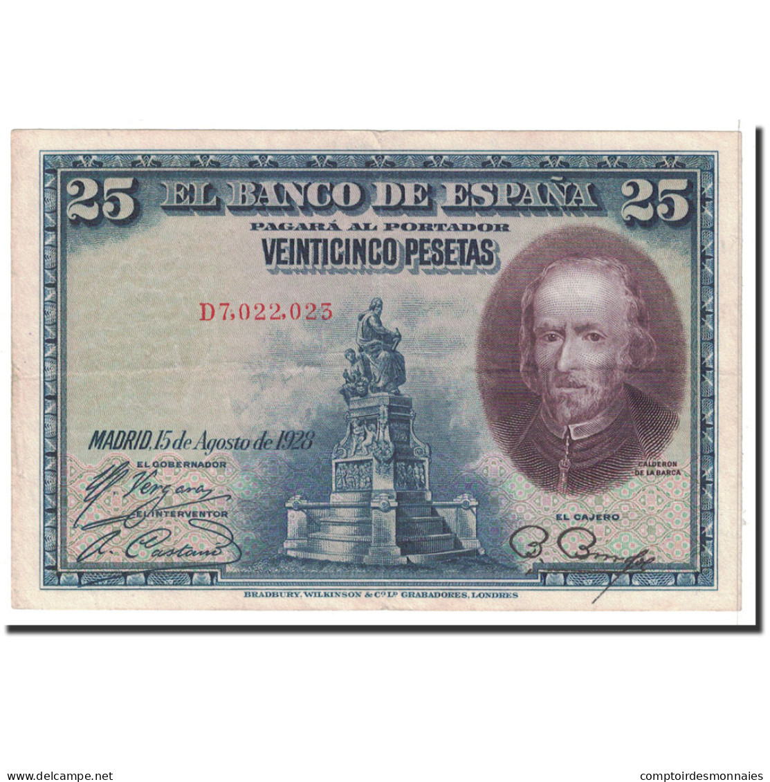 Billet, Espagne, 25 Pesetas, 1928, 1928-08-15, KM:74b, TTB+ - 1-2-5-25 Peseten