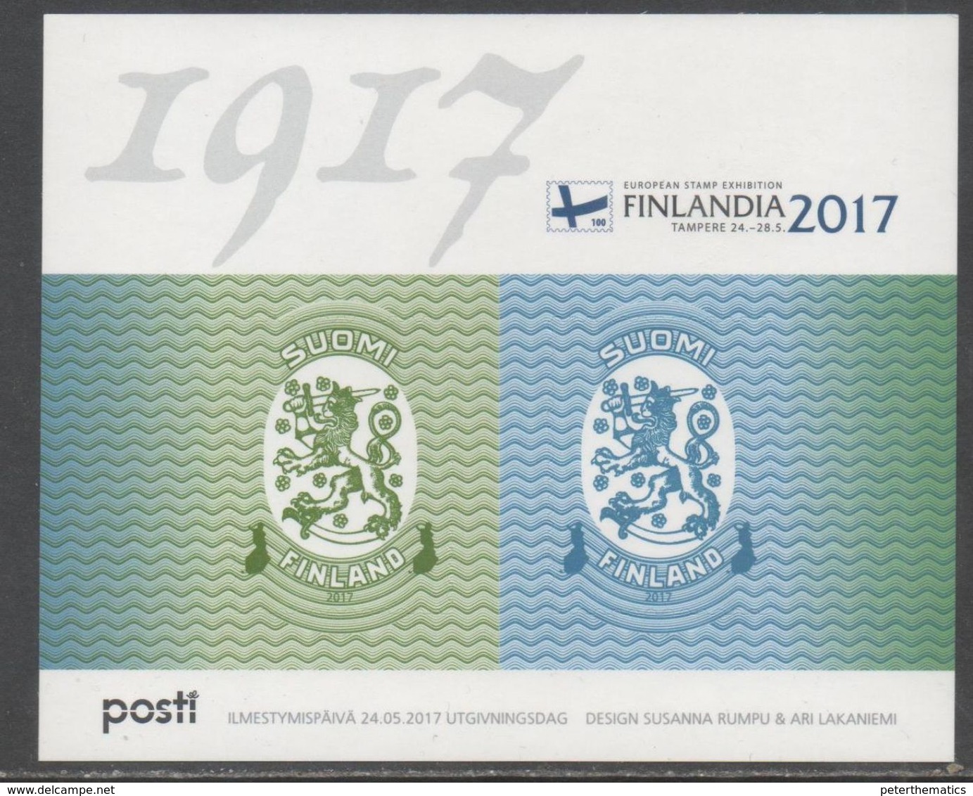 FINLAND, 2017, MNH, COAT OF ARMS, LIONS, SAARINEN, SHEETLET - Stamps