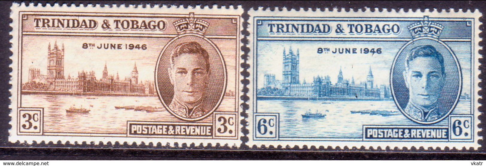 TRINIDAD & TOBAGO 1946 SG #257-58 Compl.set MNH Victory - Trinidad & Tobago (1962-...)