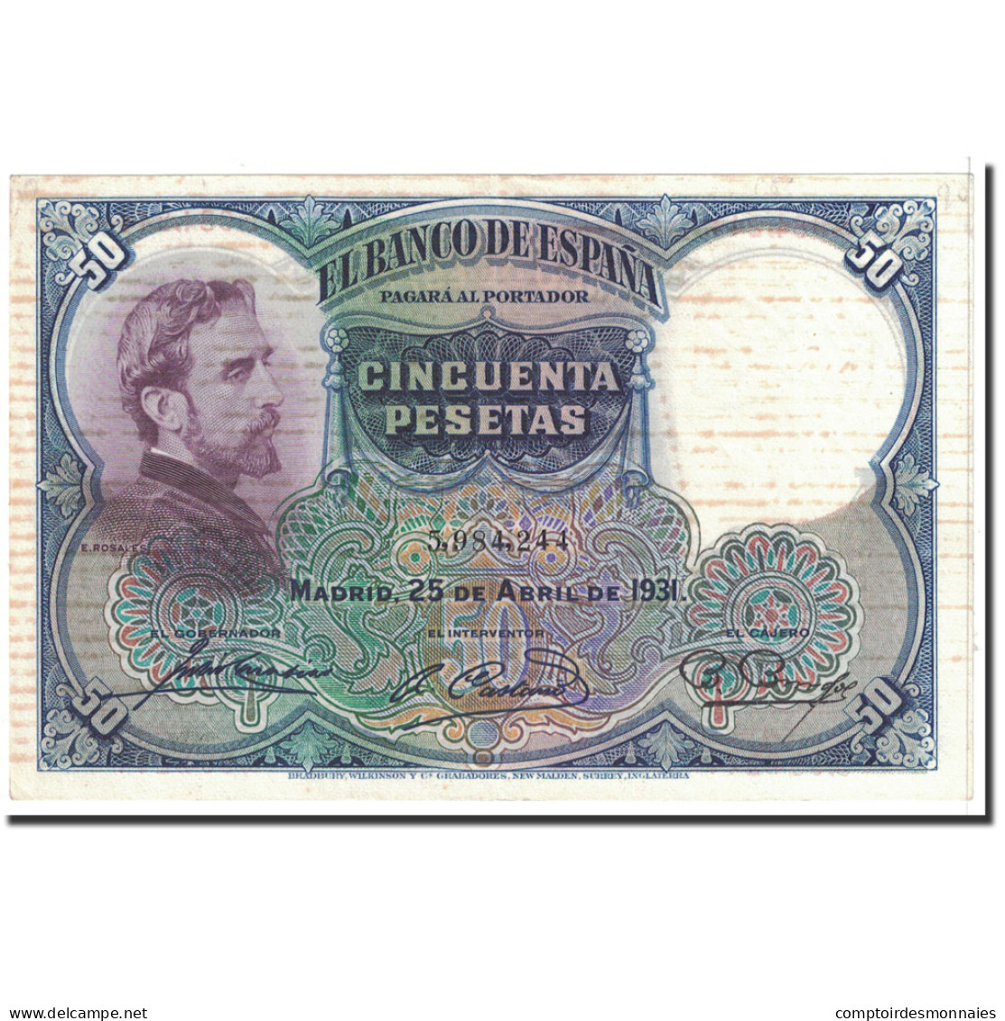 Billet, Espagne, 50 Pesetas, 1931, 1931-04-25, KM:82, TTB - 50 Pesetas