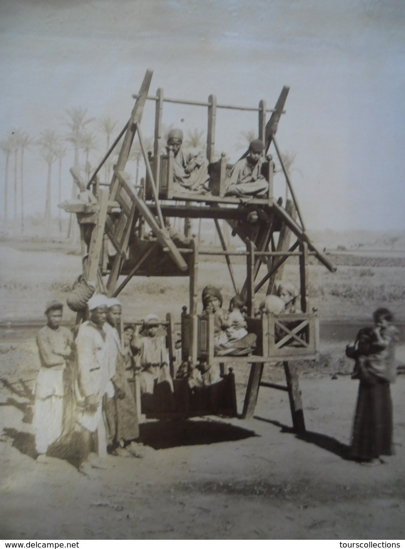 PHOTO RARE Afrique Jeu Loisir Vers 1905 Légendée Amusement Des Arabes En EGYPTE @ 30,9 Cm X 27,2 Cm - Afrique
