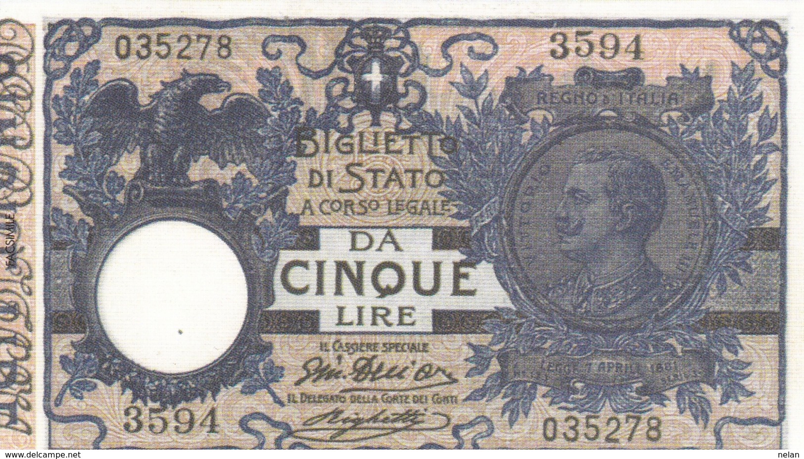 ITALY- 5 LIRE -UNC-FDS-COPY-RIPRODUZIONE - Italia – 5 Lire