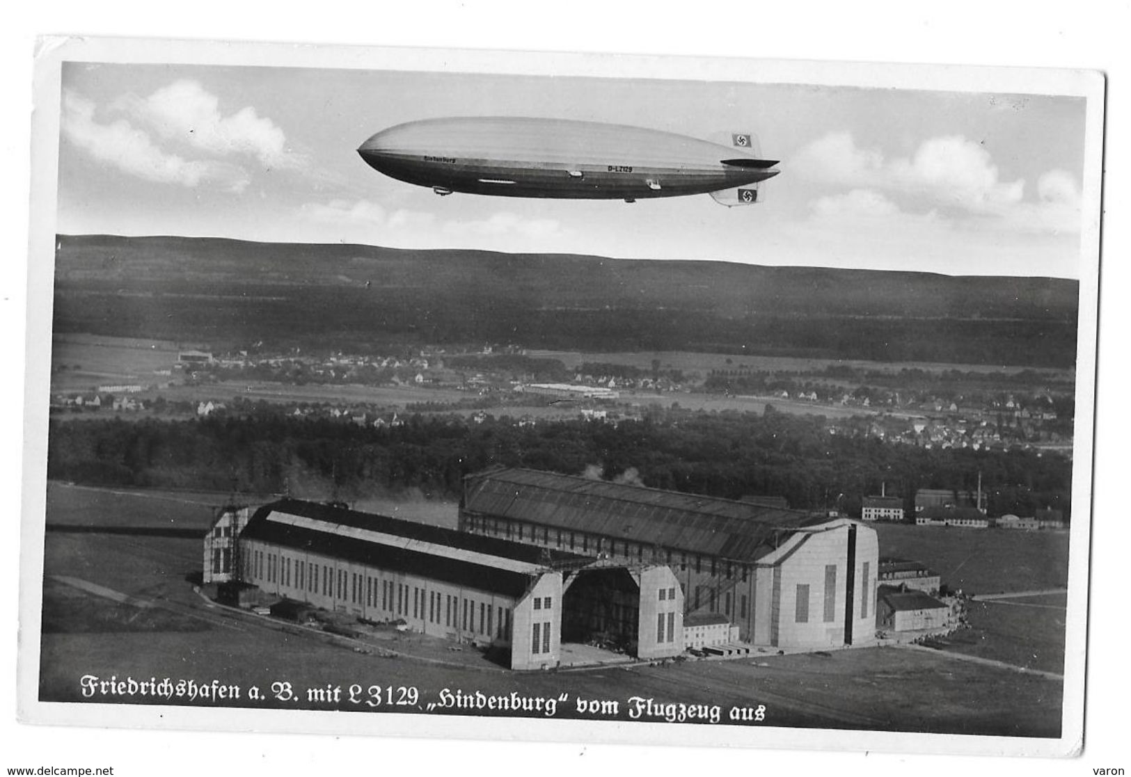 Allemagne - FRIEDRICHSHAFEN Mit LZ 129 -ZEPPELIN HINDENBURG Vom FLUGZEUG AUS (cp Voyagée En 1938) - Friedrichshafen