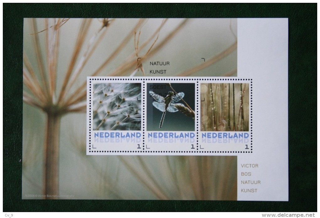 POSTSET Natuur/kunst Fotograaf Victor BOS 2016 Paardenbloem Bruinrode Heidelibel Grassen Gestempeld Used - Timbres Personnalisés