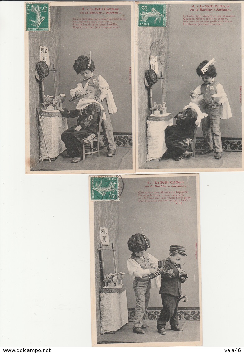 THEME  ENFANCE  3  CPA  BERGERET   LE PETIT COIFFEUR - Cartes Humoristiques