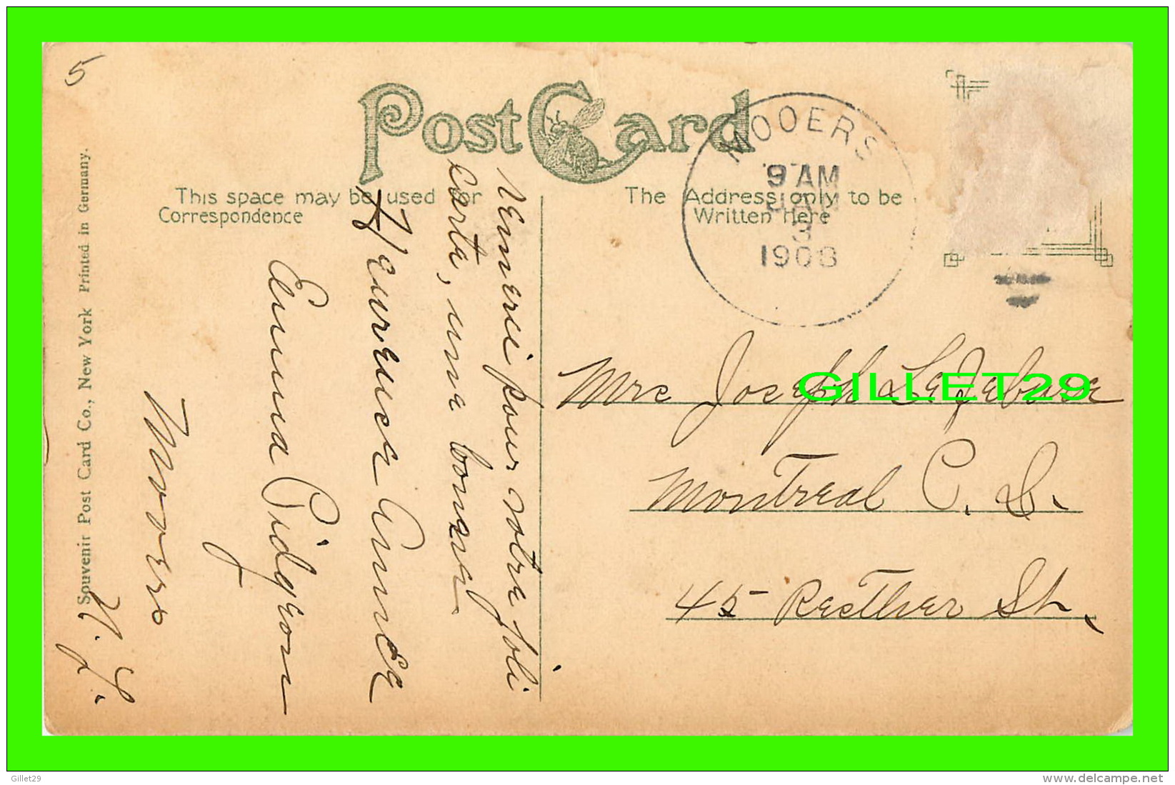 BURLINGTON, VT - ST MARY'S CATHEDRAL -  TRAVEL IN 1908 -  SOUVENIR POST CARD CO - - Burlington