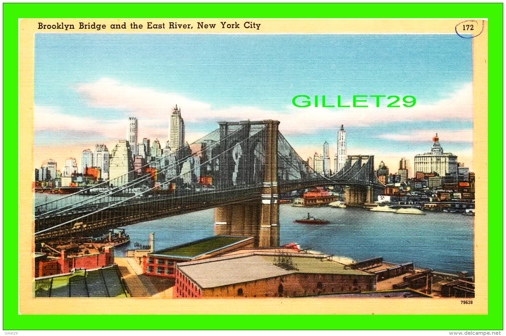NEW YORK CITY, NY - BROOKLYN BRIDGE AND THE EAST RIVER - ACACIA CARD CO - - Puentes Y Túneles