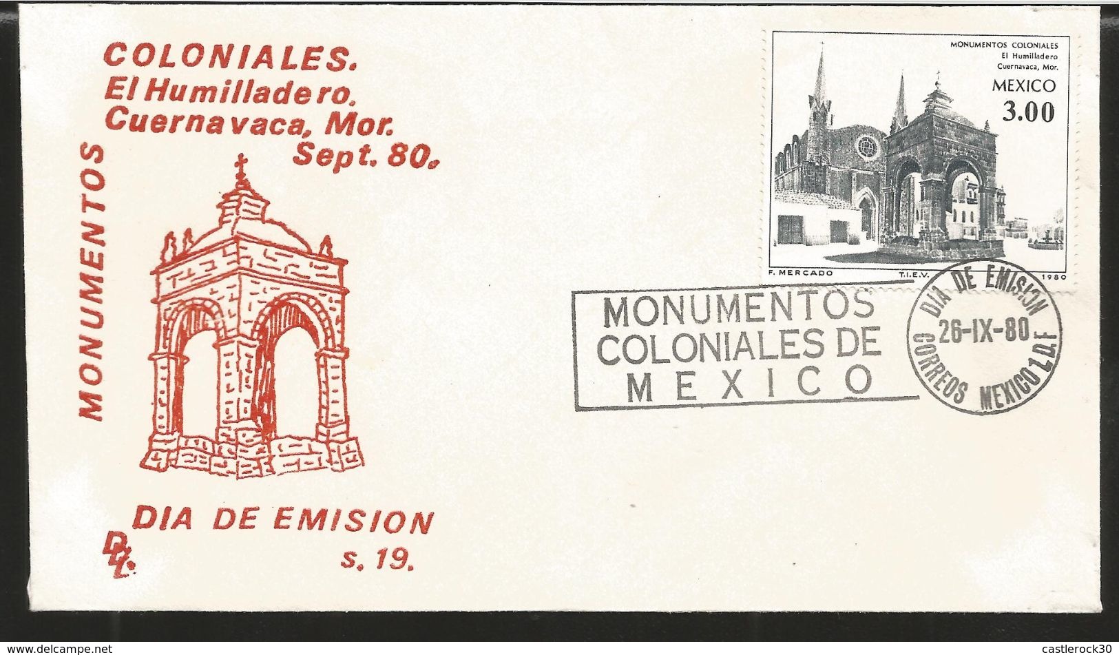 J) 1980 MEXICO, COLONIAL MONUMENTS, TEMPLES, MULTIPLE STAMPS, SET OF 4 FDC - Mexico