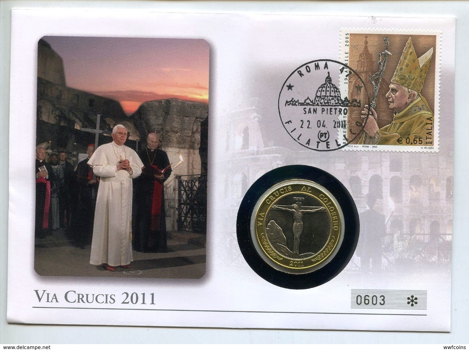 POSTCARD STAMP 5 X BIMETALLIC VATICAN CITY POPE PAPA 02 VIA FATIMA PEACE HEROIC CYPRUS GIOVANNI PAOLO II - Variétés & Curiosités