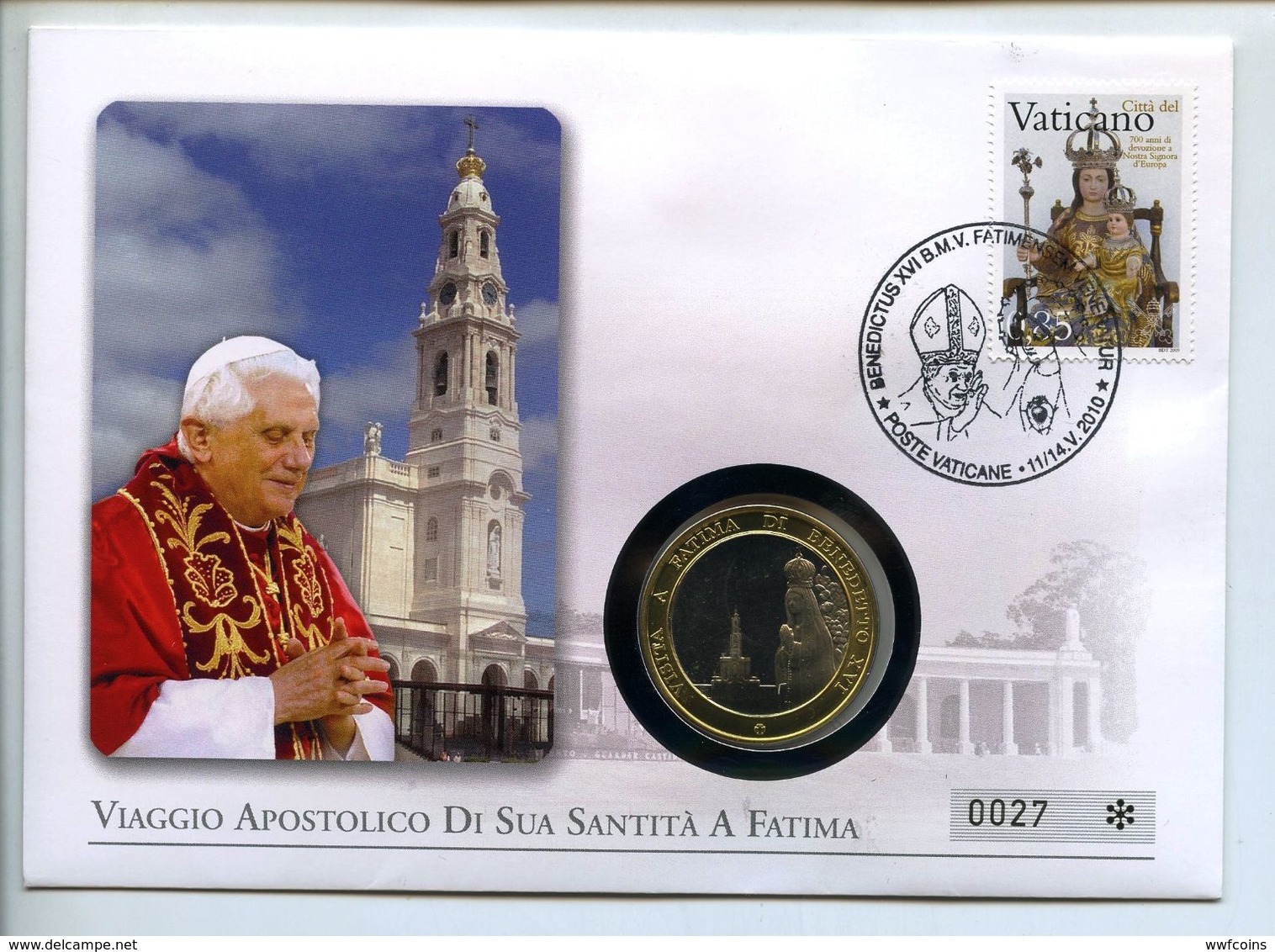 POSTCARD STAMP 5 X BIMETALLIC VATICAN CITY POPE PAPA 02 VIA FATIMA PEACE HEROIC CYPRUS GIOVANNI PAOLO II