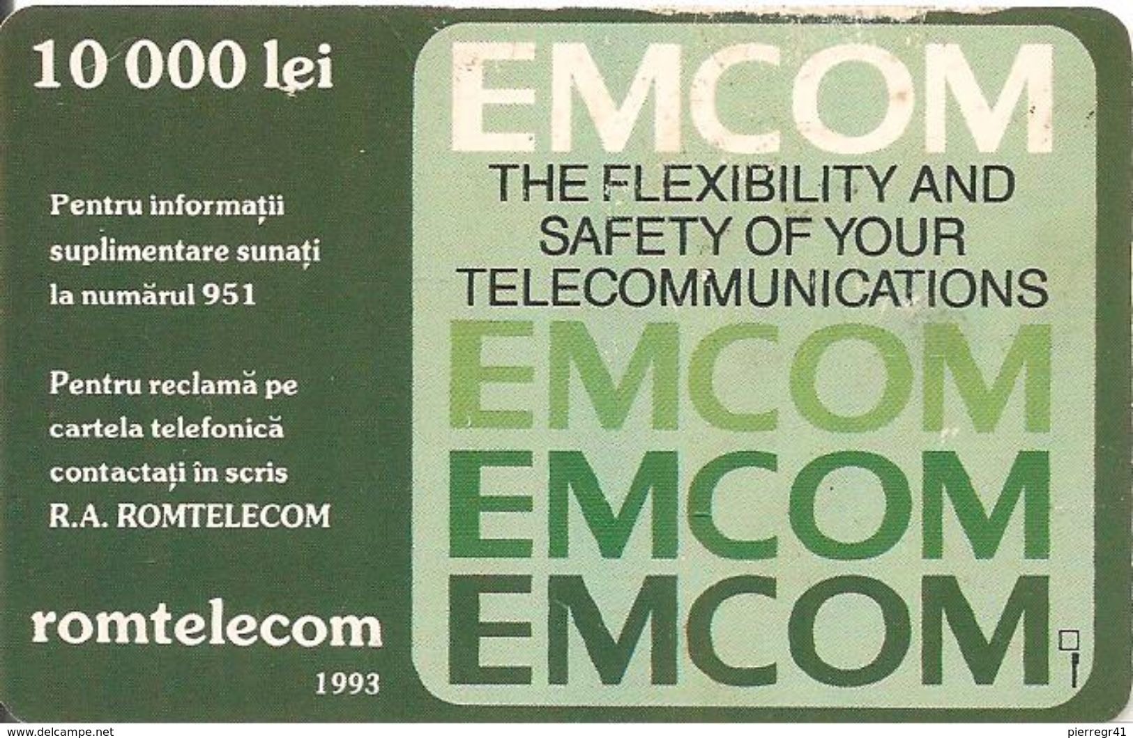 CARTE-PUCE-ROUMANIE-1993-GEM1-10000 Lei-ROMTELECOM-EMCOM-EWSD System-BE - Roumanie