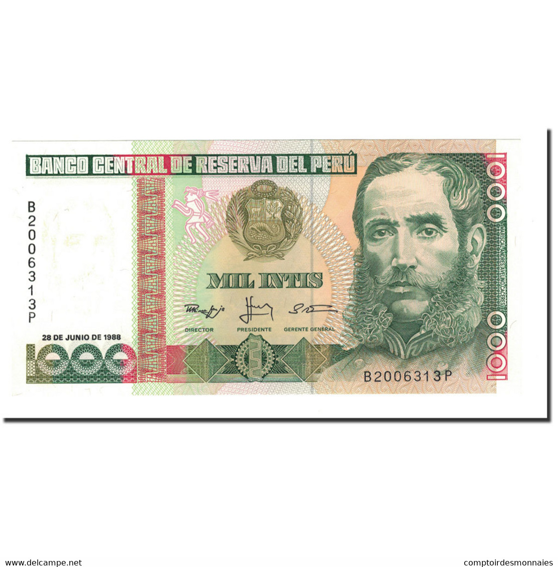 Billet, Pérou, 1000 Intis, 1986-1988, 1988-06-28, KM:136b, NEUF - Pérou